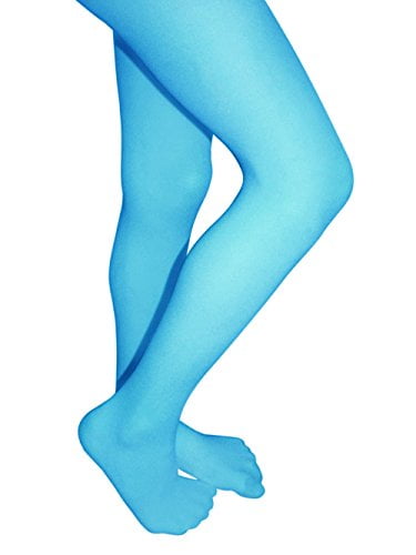 Clips N Grips Girls Colored Tights Microfiber Footed Fun Stockings Aqua Blue