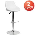 thumbnail image 3 of Flash Furniture 2 Pack Contemporary White Vinyl Bucket Seat Adjustable Height Barstool with Diamond Pattern Back and Chrome Base, 3 of 14