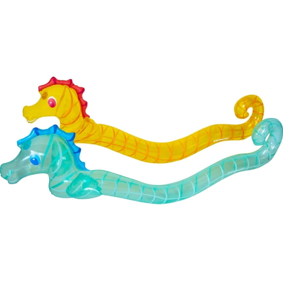 Swimline Set of 2 Blue and Yellow Inflatable Seahorse Swimming Pool Doodles 72"