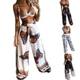 thumbnail image 4 of Conjunto de pantalones anchos de manga larga con estampado de leopardo y cuello en V para mujer, conjunto de 2 piezas, monos WD.WDQZL Ropa, 4 of 5