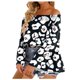 thumbnail image 1 of Camiseta holgada estampada a la moda para mujer, blusa de manga larga, Tops informales con hombros descubiertos Pompotops FGAJ20070, 1 of 5