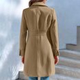 thumbnail image 3 of Mid-Long Pea Coats for Women Winter Lapel Single Breasted Wool Coats Elegant Blazer Jacket with Pockets, 3 of 6
