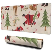 Long Mouse Pads for Desk,Beige Christmas Santa and Animal Pattern Desk Mats on Top Of Desks, Desk Mouse Pad Extra Large with 3mm Non-Slip Base and Stitched Edge for Gaming,Office,Work,Home 35.4x15.7in