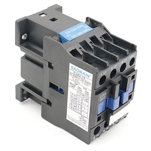 Baomain AC Contactor CJX2-1810 220V 50/60Hz 660V 18 Amp 3 Phase 3-Pole NO DIN rail
