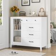 thumbnail image 4 of Homfa 5 Drawer White Bedroom Dresser with Glass Door, Modern Storage Cabinet Wood Gentleman's Chest for Living Room, 4 of 7