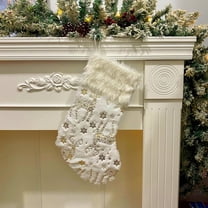 Kbndieu 18" Christmas Stockings, Christmas Snowflake Socks Soft Thick Socks Candy Bags Christmas Tree Hangings for Family Christmas Decorations & Gifts Christmas Clearance