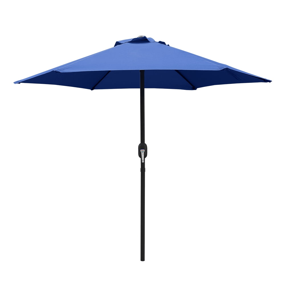 Kool 7.5ft Patio Umbrella with Crank Handle, Outdoor Market Umbrella with 6 Sturdy Umbrella Ribs Waterproof for Garden, Deck, Backyard, Pool, Navy Blue