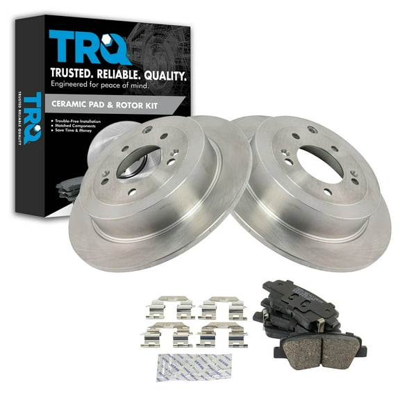TRQ Rear Premium Posi Ceramic Brake Pads & Rotor Kit for Hyundai Kia New BKA14338 Fits select: 2017 KIA SPORTAGE, 2017 HYUNDAI TUCSON SE
