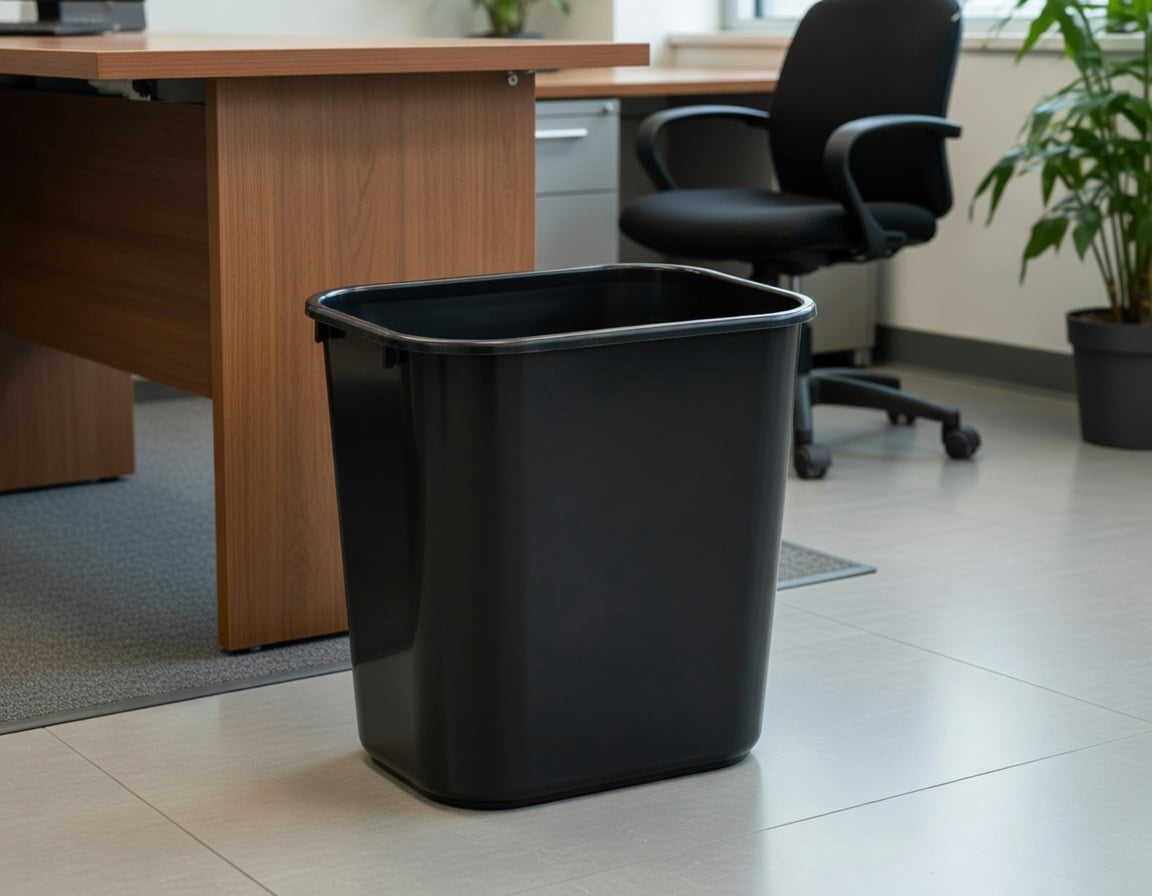 Pack of 4 - 7 Gallon/28 Quart Black Rectangular Plastic Wastebasket, Durable Deskside Office Trash Can for Home, Bathroom, Bedroom and Workspace