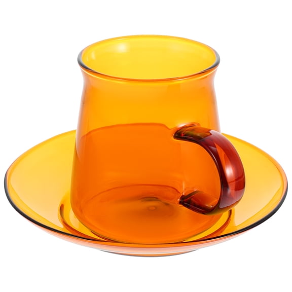 1Set Coffee Tea Cup with Saucer Retro Glass Coffee Cup Delicate Water Cup