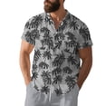 thumbnail image 2 of Fnnxeal Mens Slim Fit Tropical Hawaiian Shirt Short Sleeve Button Down - Gray Palm Print Breathable Rayon for Beach Vacation Resort,Size 3XL, 2 of 9