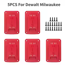 For Dewalt Milwaukee 2 in 1 red, variant on 5Pcs Machine Holder Battery Storage Rack For Makita/Bosch/Dewalt/Milwaukee/Ryobi 18V Battery Wall Mount Tool Bracket Fixe Device