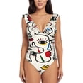 thumbnail image 2 of Yiaed Aabstract Eyes Print Women's Ruffled One Piece Swimsuit V Neck Swimwear Slimming Monokini for Woman-X-Large, 2 of 8