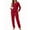 Red, variant on UVN Womens Velvet Pajamas Sets Winter 2 Piece Outfits Ladies Fleece Long Sleeve Sleepwear with Pockets