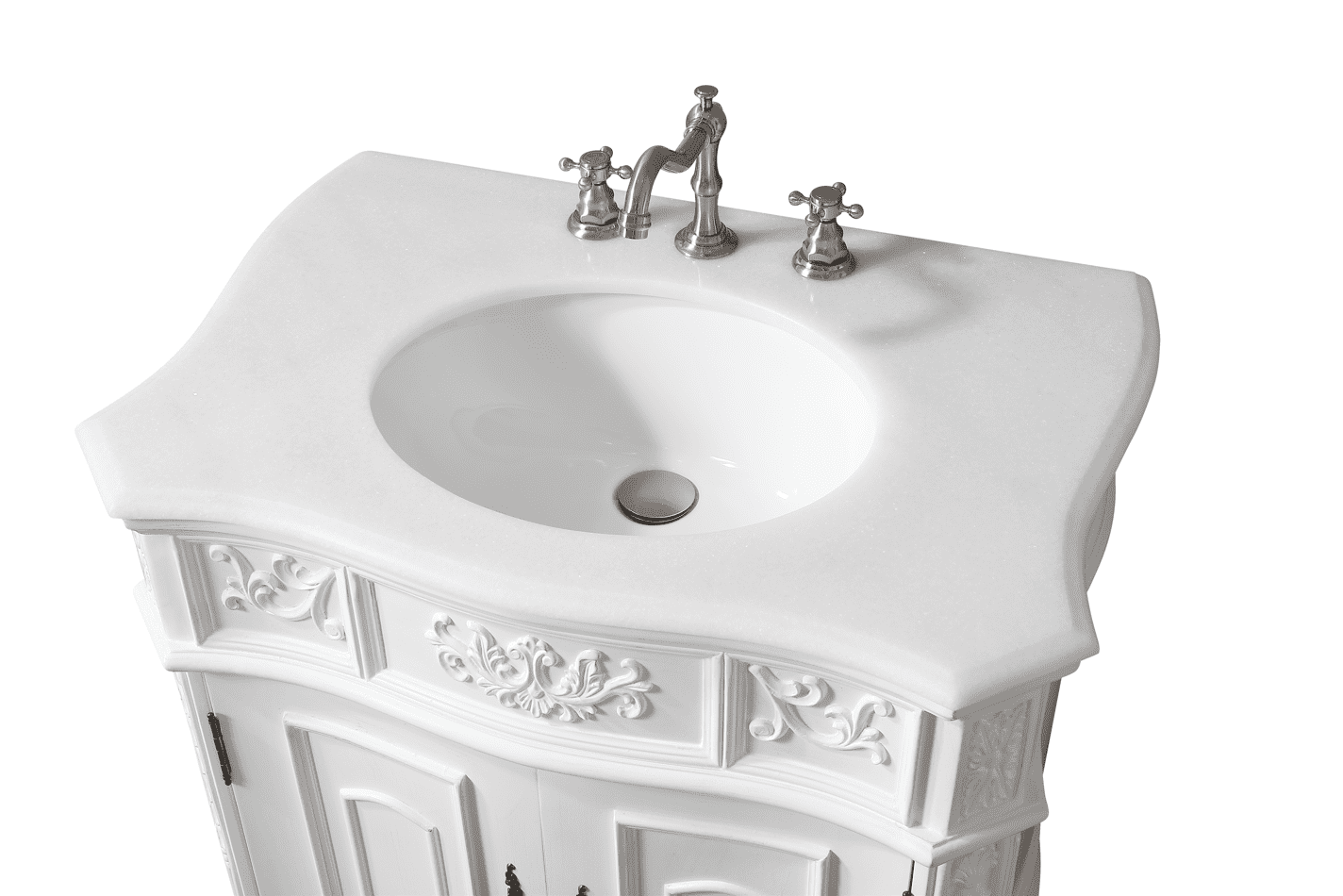 Benton Collection 30" White Antique Bathroom Vanity