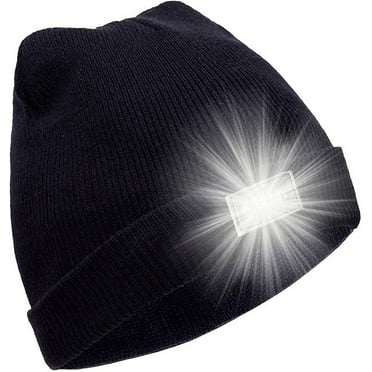 Zukuco Beanie Hat with LED Light, Battery Power LED Headlamp Hat, Winter Knitted Beanie Cap Hat Gifts for Men Women Dad (Black)