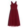 thumbnail image 5 of Yartina Girls V Neck Sleeveless Ruched Chiffon Long Dress Flower Girls Wedding Pageant Bridesmaid Burgundy 12, 5 of 7