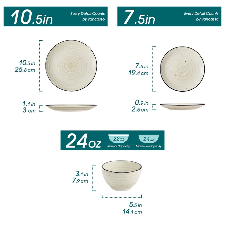 Vancasso 12-Piece Stoneware Dinnerware Set, Beige photo 3