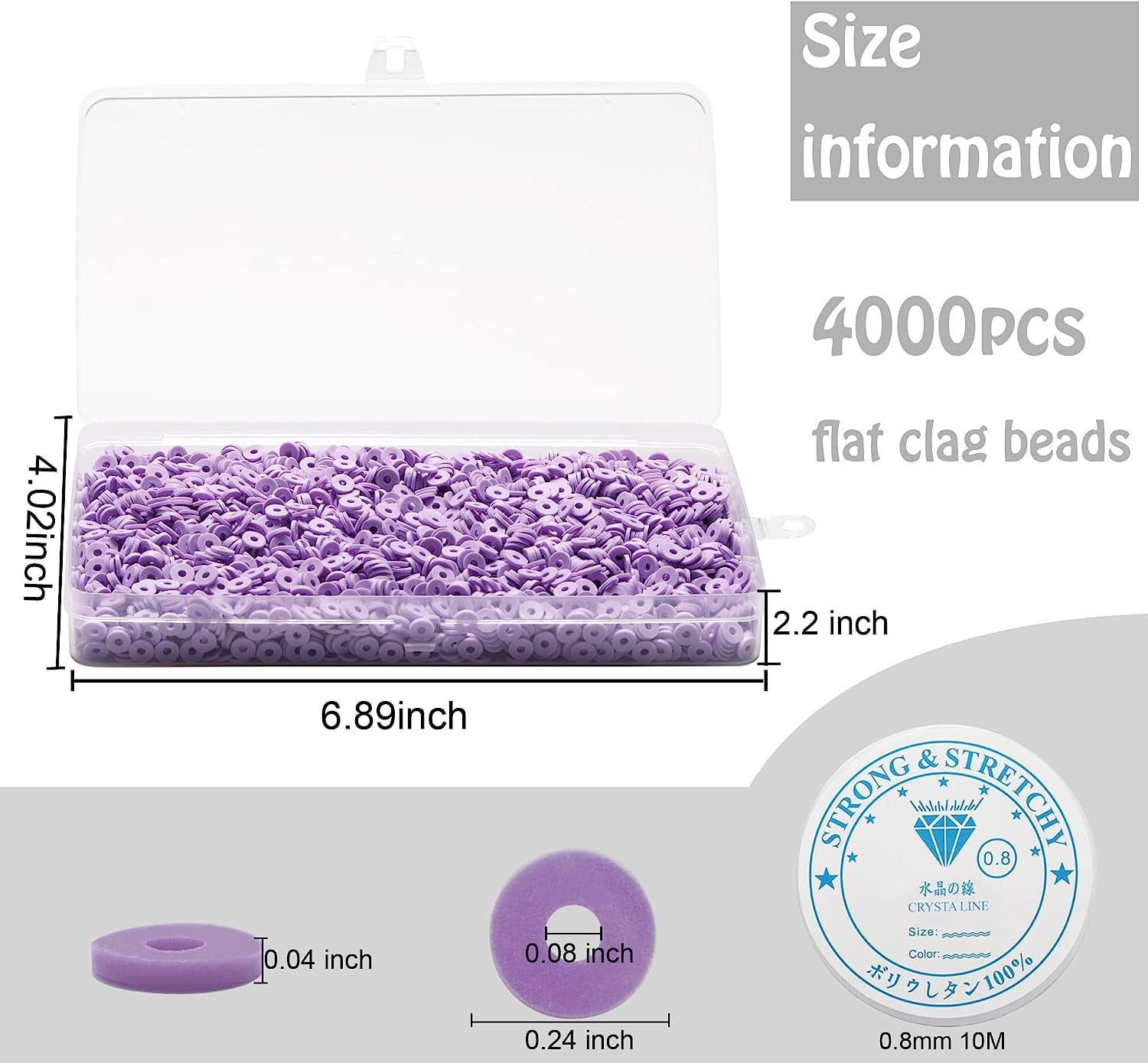  Xinhongo 3600pcs Purple Clay Beads Polymer Clay Flat Beads  Heishi Beads with Gold Spacer Beads Kit for Jewelry Making Earring  Bracelets Necklace