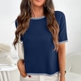 thumbnail image 2 of vigerkar Womens Knit Sweater Tops Short Sleeve Summer Tops Clothes Trendy T Shirts Fall (Navy, XL), 2 of 8
