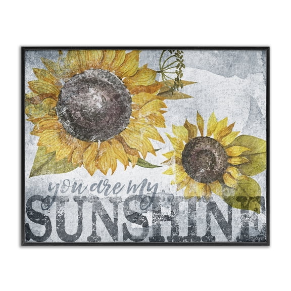 Stupell Industries Shabby Chic You Are My Sunshine Sunflowers Black Framed Giclee Art, 14 x 11, by Gigi Louise