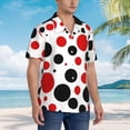 thumbnail image 4 of Dot Red and Black Mens Hawaiian Shirt Short Sleeve Casual Button Up Tropical Summer Beach Shirt, 4 of 9