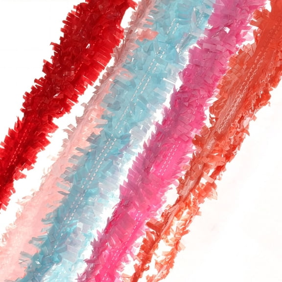 tissue fringe garland- light blue