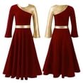 thumbnail image 4 of dPois Robe de Danse de Louange à Manches Longues pour Filles, Costume de Culte Pleine Longueur, Robe d'Église Asymétrique Rouge 8, 4 of 7
