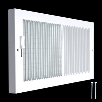 Grille De Ventilation Murale Ajustable 12" X 6" (30x15 Cm) - Acier, Blanc | Pour Renouvellement D'Air, Neuf