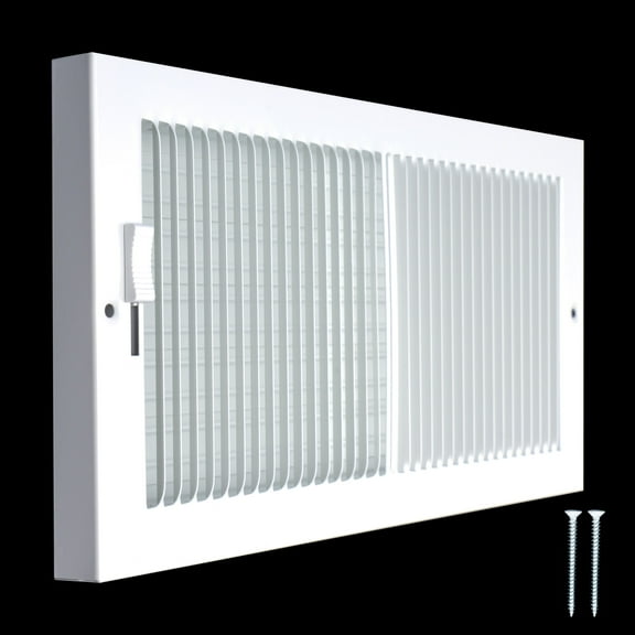 Fits 12x6 Duct Opening | Steel Baseboard Air Supply Grille with Multi-Shutter Damper | Air Register Vent Cover Grill | White | Outer Dimensions: 13-1/4" x 7-1/4"