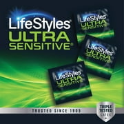 Lifestyles Ultra Sensitive Lubricated Latex Condoms, 12 Count