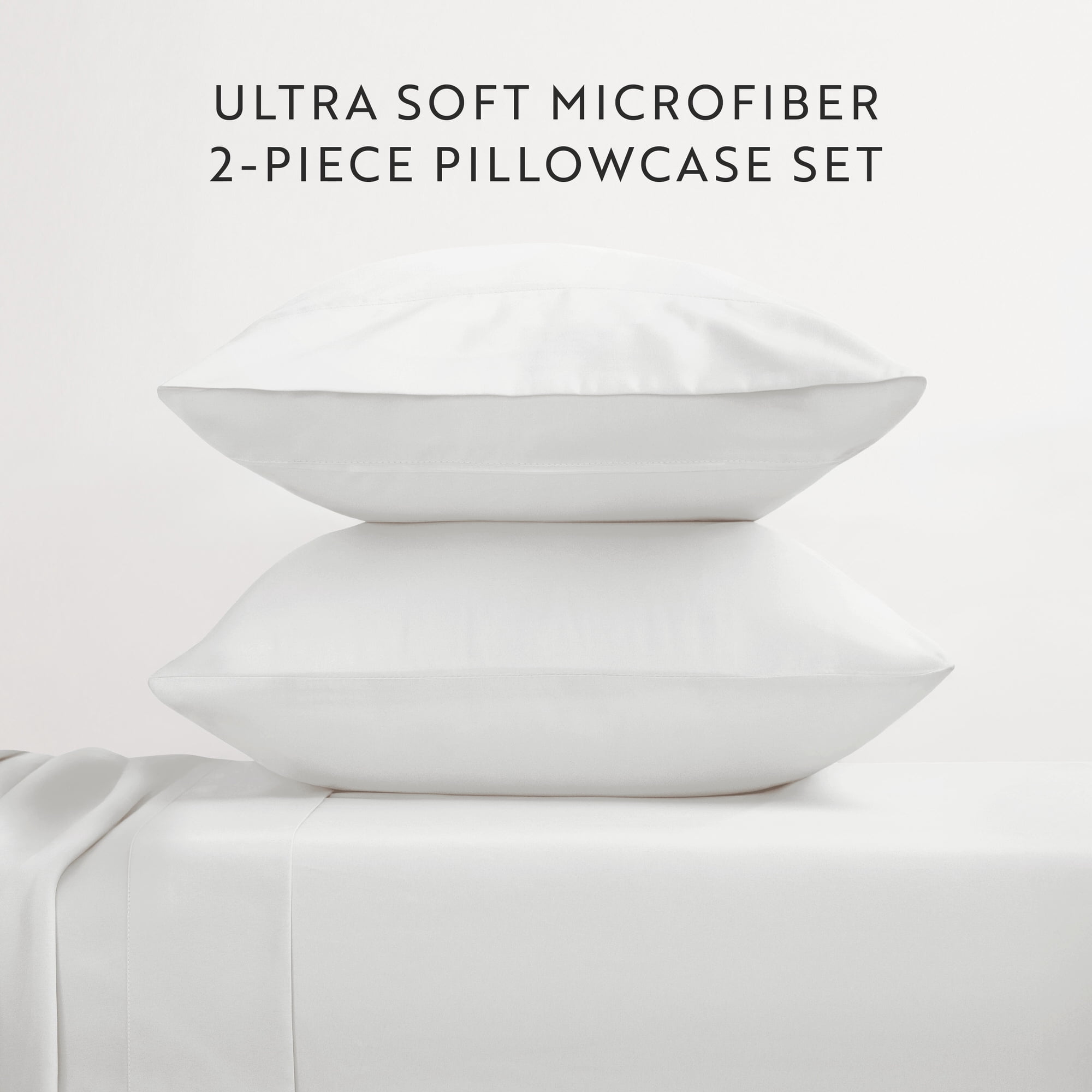 Noble Linens 2 Piece Pillow Case Set, White, Standard/Queen