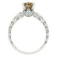 thumbnail image 4 of 1.06 ct Round Cut Simulated Champagne Diamond Solitaire with Accents Engagement Ring for Women in 18K White Gold, 4 of 5