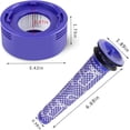 thumbnail image 3 of 4 Pack Vacuum Filter Replacement Kit with Clean Brush for Dyson V8 Absolute, V8 Animal, V7 Absolute, Motorhead, Animal - 2 HEPA Post Filter, 2 Pre Filter, Replaces Part # 965661-01 & 967478-01, 3 of 7