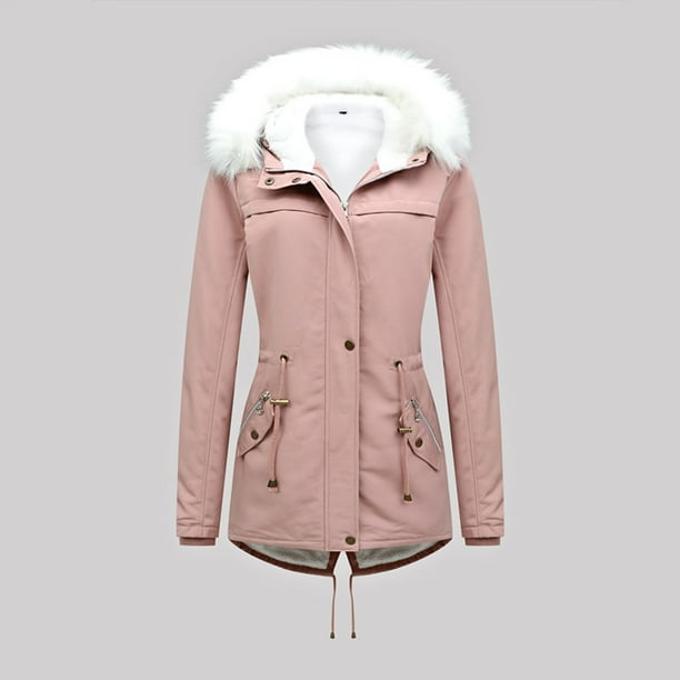 Puntoco Abrigo De Cuello De Felpa De Algodón De Felpa Engrosado De Color Sólido De Invierno para Mujer Chaqueta De Algodón Abrigo De Felpa Cálido Puntoco Puntoco-1