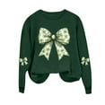 thumbnail image 3 of St Pattys Shirts Women Green Long Sleeve Top Shamrock Crewneck Sweatshirt Bow Print Pullover St Patrick's Day Shirt Women, 3 of 4