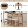 thumbnail image 3 of GZXS Space Saving Bar Table and Stools Set for 3, Modern Farmhouse Counter Height Pub Set with Storage Drawer & Power Outlets, 4-Piece Kitchen Dining Set with 3 Upholstered Chairs, Natural, 3 of 10