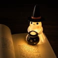thumbnail image 4 of Halloween Night Light Witch Hat Ghost Resin 5.1in Warm LED Tabletop Ornament by OVFUIZ, 4 of 7