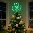 thumbnail image 3 of Lighted Green Clover Tree Topper, Battery Operated with Spiral Base for St. Patrick's Day Home Decor & Holiday Party for Easy Installation (Batteries Not Included), 3 of 9