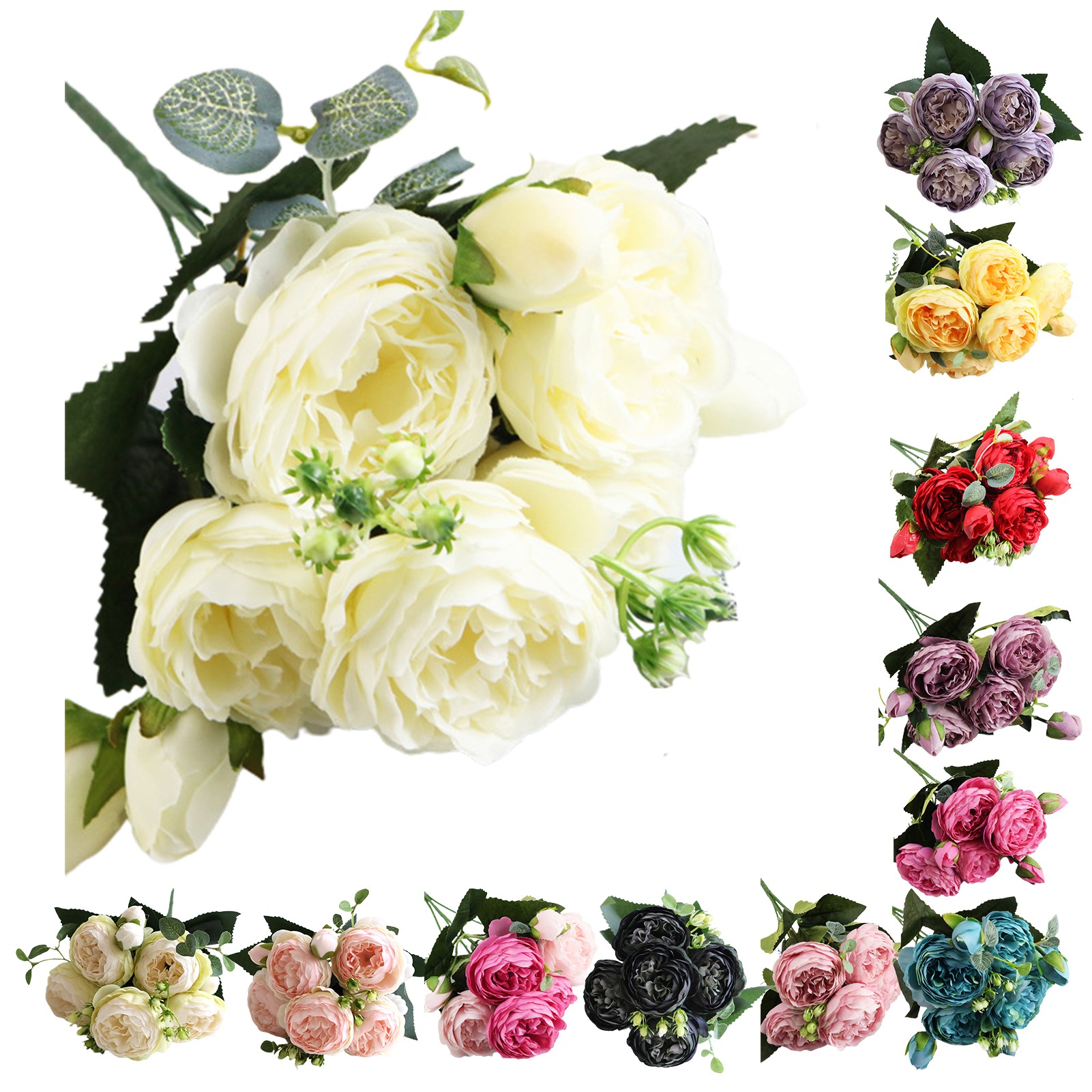 Leaveforme Artificial Roses Fake Flowers Bouquet Artificial for Cakes
