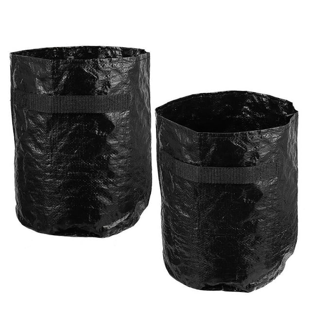 Black Reusable Plastic Waste Bags for Garden Storage with Handles Lightweight and Durable 2 Pack