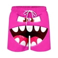 thumbnail image 5 of Mens Board Shorts Swimwear Funny Face Print 5 Inch Swim Trunks Lightweight Drawstring Beach Shorts Relaxed Fit Summer Hot Pink XL, 5 of 5