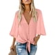 thumbnail image 1 of Sonducket Camisa de mujer Color sólido Manga larga Botón Solapa Blusa casual Prendas para la parte del cuerpo Rosa S, 1 of 4