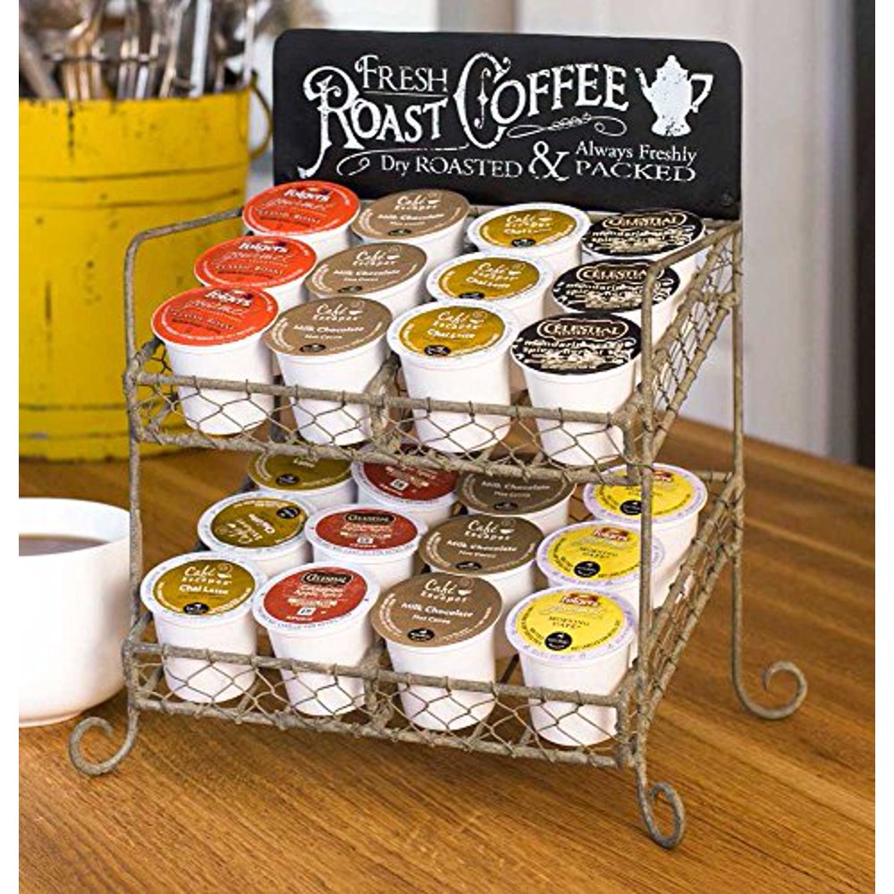 New Vintage Single Serve Coffee K-cups Pod Tea Holder Two Tier Storage