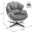 thumbnail image 5 of Gray Accent Chair, Swivel Accent Chair for Living Room,Upholstered Armchair with Metal Legs, Swivel Sofa Chair, Wide Leisure Chair, 5 of 8