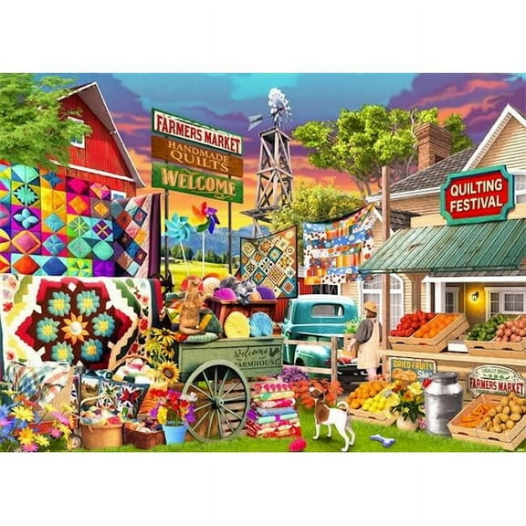 Vermont Christmas Company Quilting Festival Jigsaw Puzzle 1000 Piece - Colorful Puzzle for Adults - Randomly Shaped and Fully Interlocking Pieces