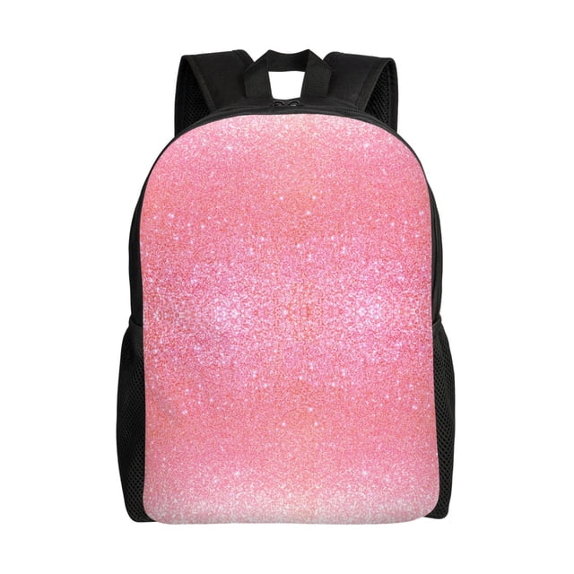 Lsque Sparkly Pink Glitter Travel Laptop Backpack, Business Slim Sturdy Laptops Backpack, Water Resistant College School Computer Bag Gift Fits 15.6 Inch Notebook