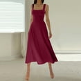 thumbnail image 5 of 2025 Robe Mi-Longue Épaisse Unie pour Femmes à Bretelles Coupe Ajustée Robe Midi à Taille à Lacets Robe Midi pour Femmes Décontractée, 5 of 5