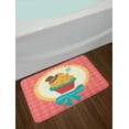 thumbnail image 2 of Cupcake Bath Mat, Happy Birthday Calligraphy on Yummy Tartan Background Whipping Cream and Frosting, Plush Bathroom Decor Mat with Non Slip Backing, 29.5" X 17.5", Multicolor, by Ambesonne, 2 of 2