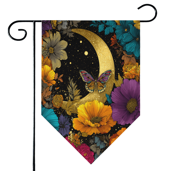 Vintage Moon Garden Flag, Double-Sided Celestial Yard Flag Outdoor Decor,Vertical Seasonal Flag for Patio Porch,18x12 Inch